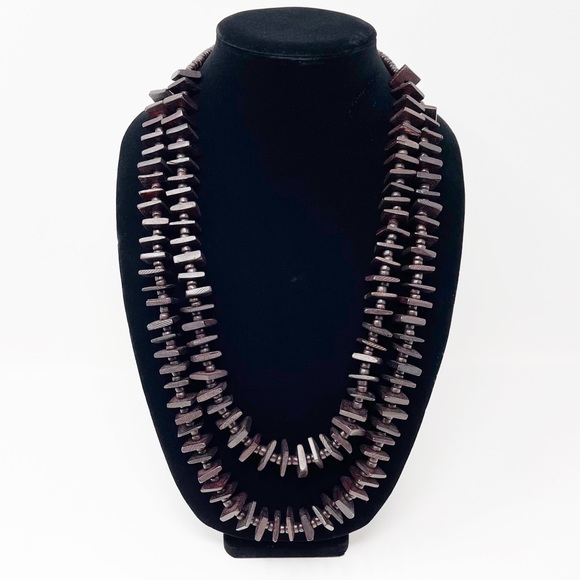 Vintage Ethnic Wooden Beaded Statement Necklace - Picture 4 of 4